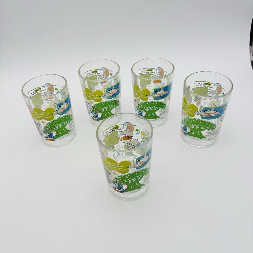 5 Vtg McDonald's 100 Years Walt Disney World Anniversary Drinking Glasses Goofy